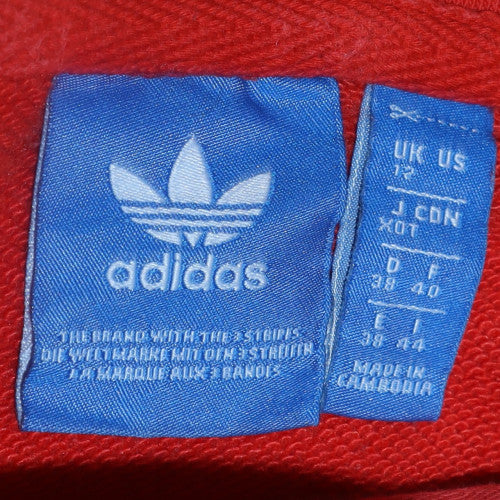 Adidas Womens Red Trefoil Pullover Hoodie Size 14 Cotton Blend - Image 5