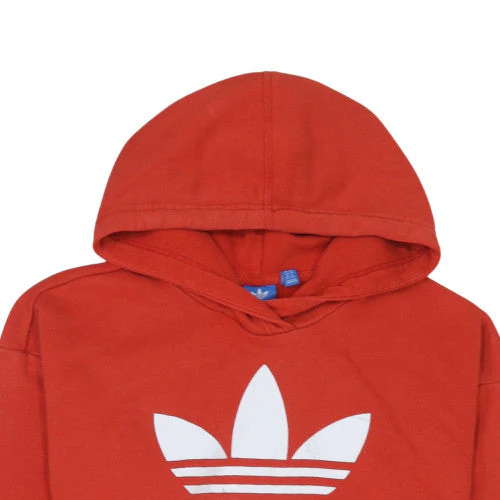 Adidas Womens Red Trefoil Pullover Hoodie Size 14 Cotton Blend - Image 8