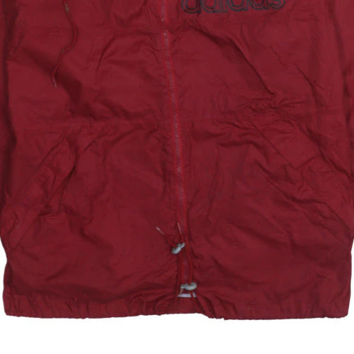 adidas Womens Red Windbreaker Hooded Jacket Size 12 Lightweight Zip - Image 6