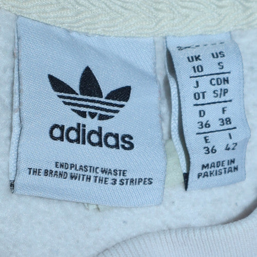 Adidas Womens White Crew Neck Pullover Sweatshirt Size 10 - Image 5