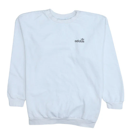 Adidas Womens White Crew Neck Pullover Sweatshirt UK 12 Cotton