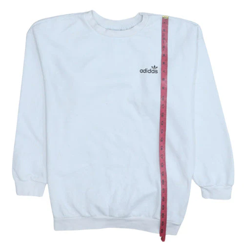 Adidas Womens White Crew Neck Pullover Sweatshirt UK 12 Cotton - Image 3