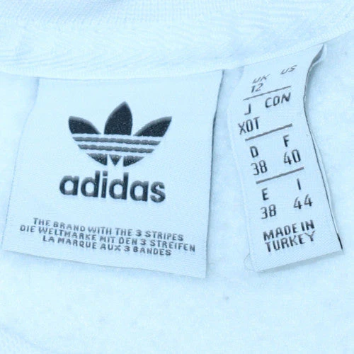 Adidas Womens White Crew Neck Pullover Sweatshirt UK 12 Cotton - Image 5