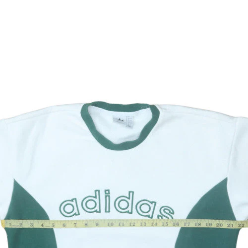 Adidas Womens White Green Pullover Sweatshirt Size 8 Logo Crew - Image 2