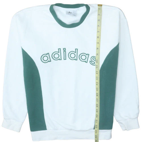 Adidas Womens White Green Pullover Sweatshirt Size 8 Logo Crew - Image 3