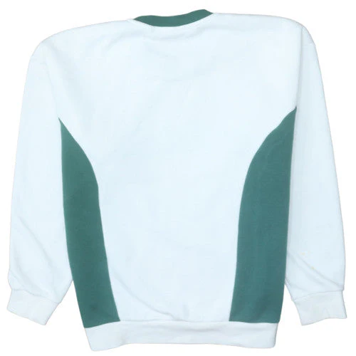 Adidas Womens White Green Pullover Sweatshirt Size 8 Logo Crew - Image 4