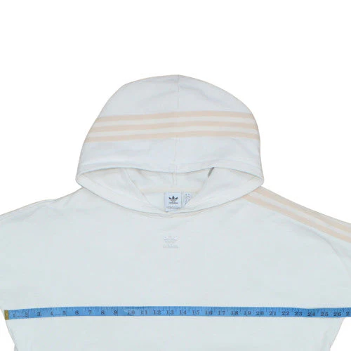 Adidas Womens White Hooded Pullover Sweatshirt UK 12 Logo Detail - Image 3