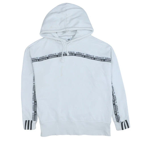 Adidas Womens White Hoodie Size 10 Pullover Long Sleeve Trefoil Logo