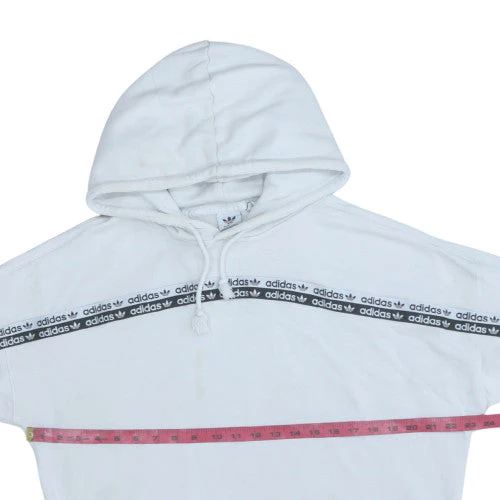 Adidas Womens White Hoodie Size 10 Pullover Long Sleeve Trefoil Logo - Image 2