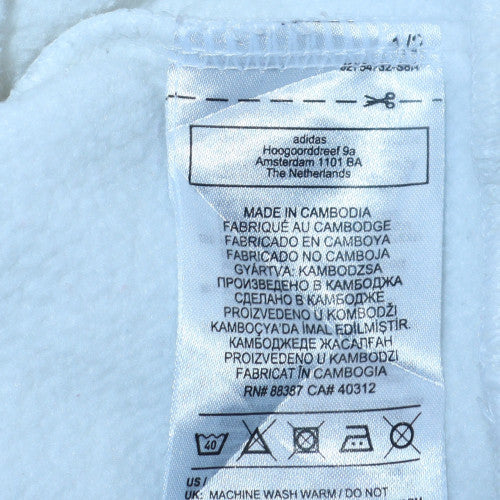 Adidas Womens White Pullover Hoodie S Logo Print Cotton Blend - Image 6