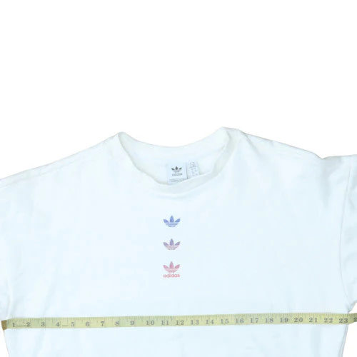 Adidas Womens White Pullover Sweatshirt Size 14 Crew Neck Logo Print - Image 3