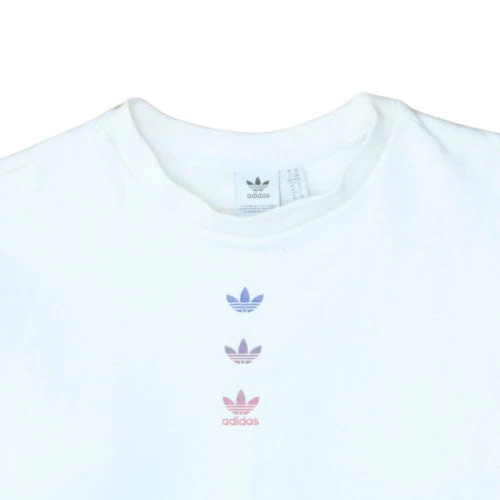Adidas Womens White Pullover Sweatshirt Size 14 Crew Neck Logo Print - Image 8