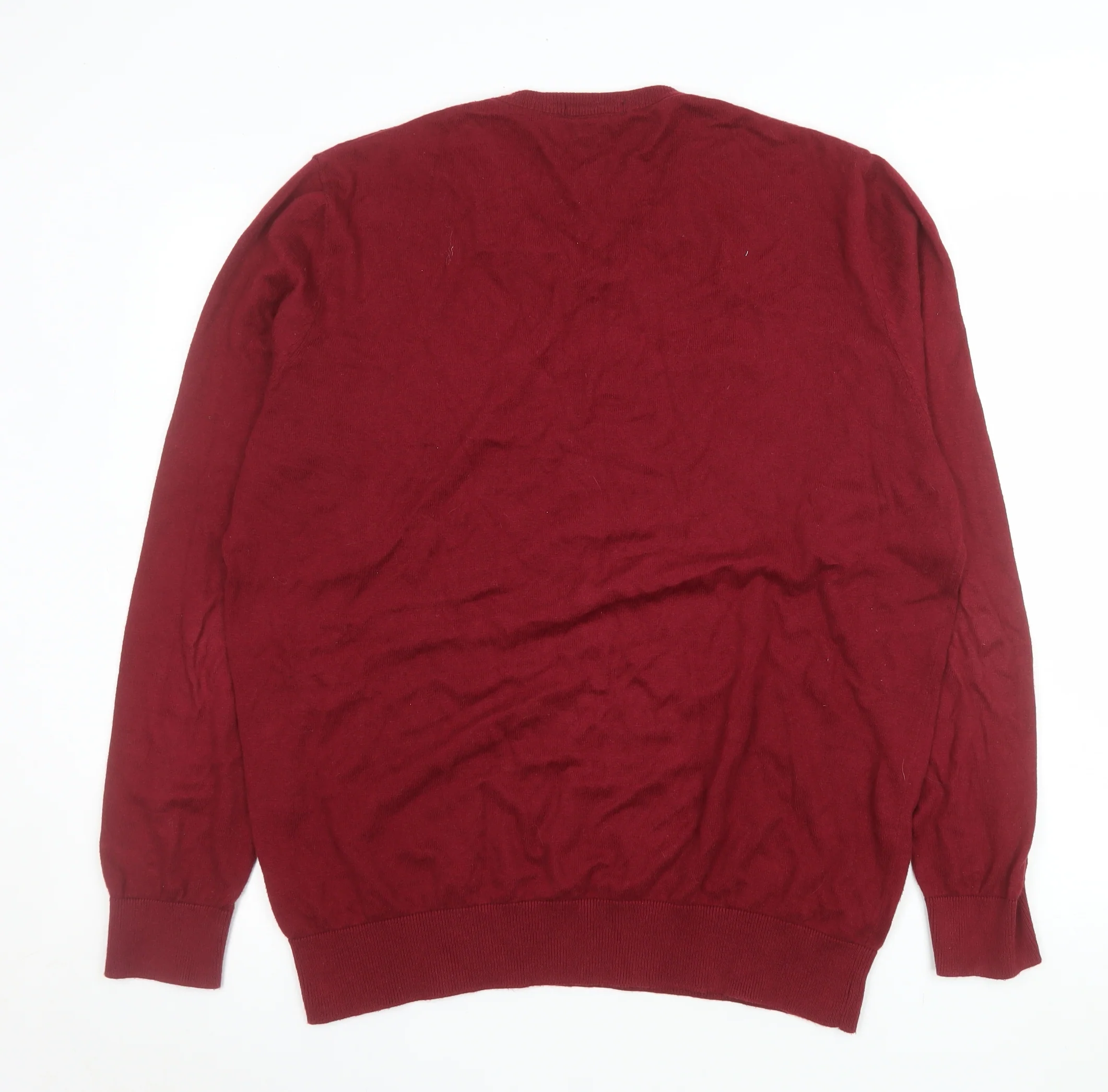 Admiral Mens Red Cotton Cashmere V-Neck Jumper L - Image 3
