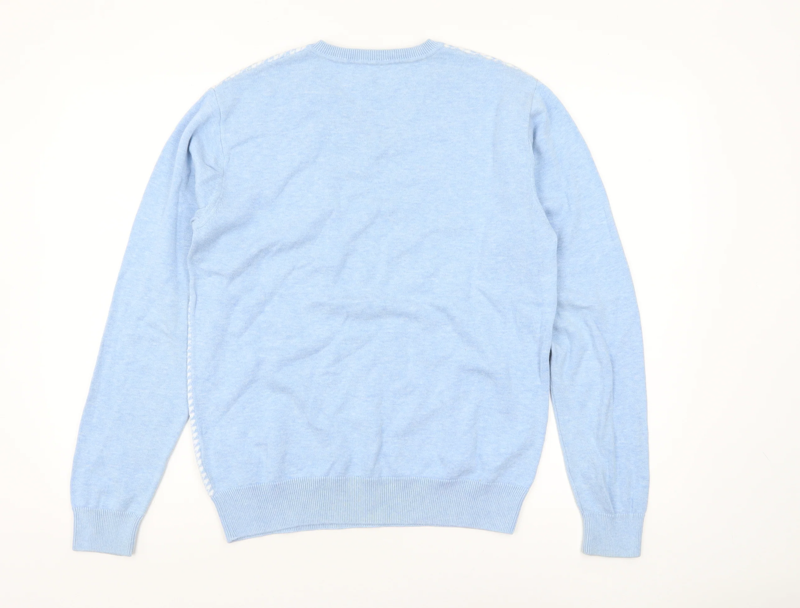 Adolfo Dominguez Men’s Blue Cotton V-Neck Jumper Size M - Image 3