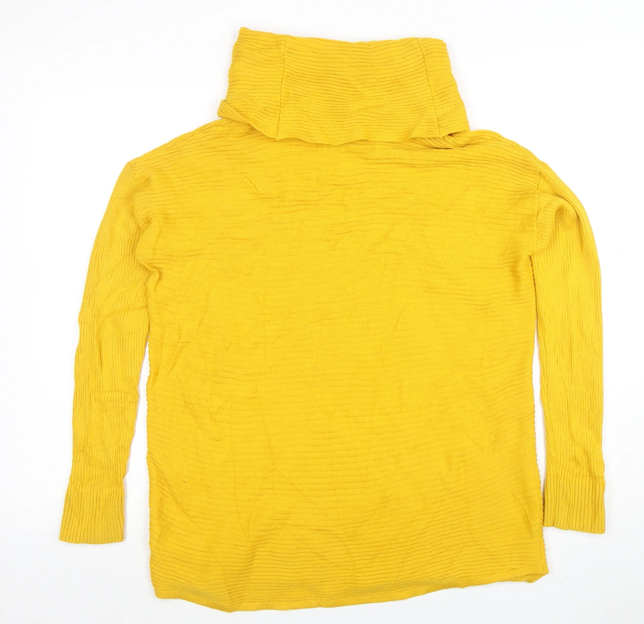 Adrienne Vittadini Women’s Yellow Roll Neck Merino Wool Knit Top Size L - Image 3