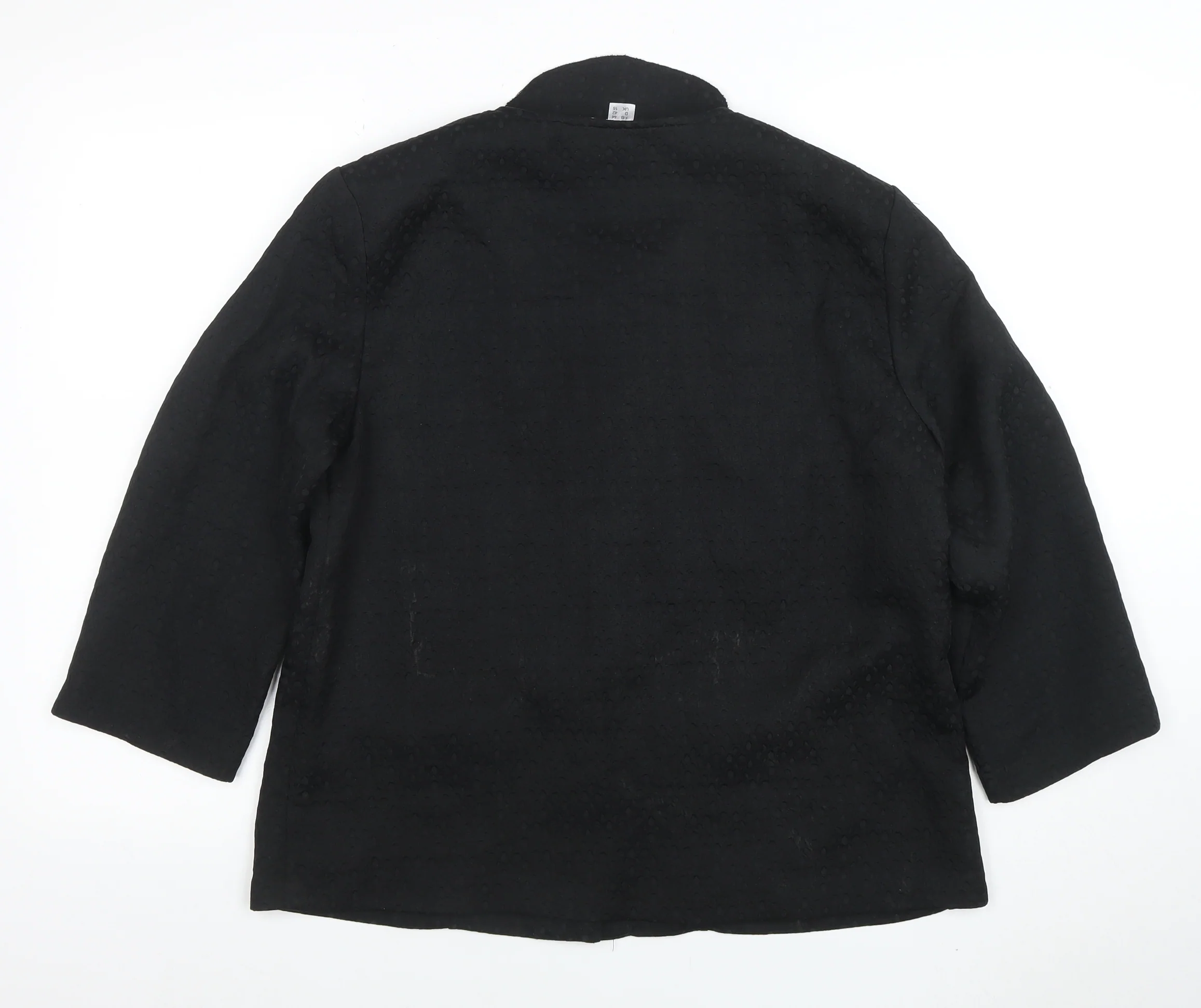 Afibel Women Black Size 16 Textured Four-Button Blazer Jacket - Image 3
