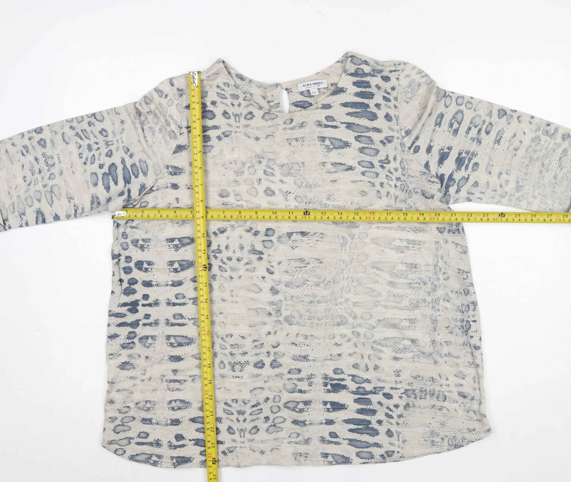 Alba Monti Womens Beige Animal Print Tunic Blouse XL - Image 2