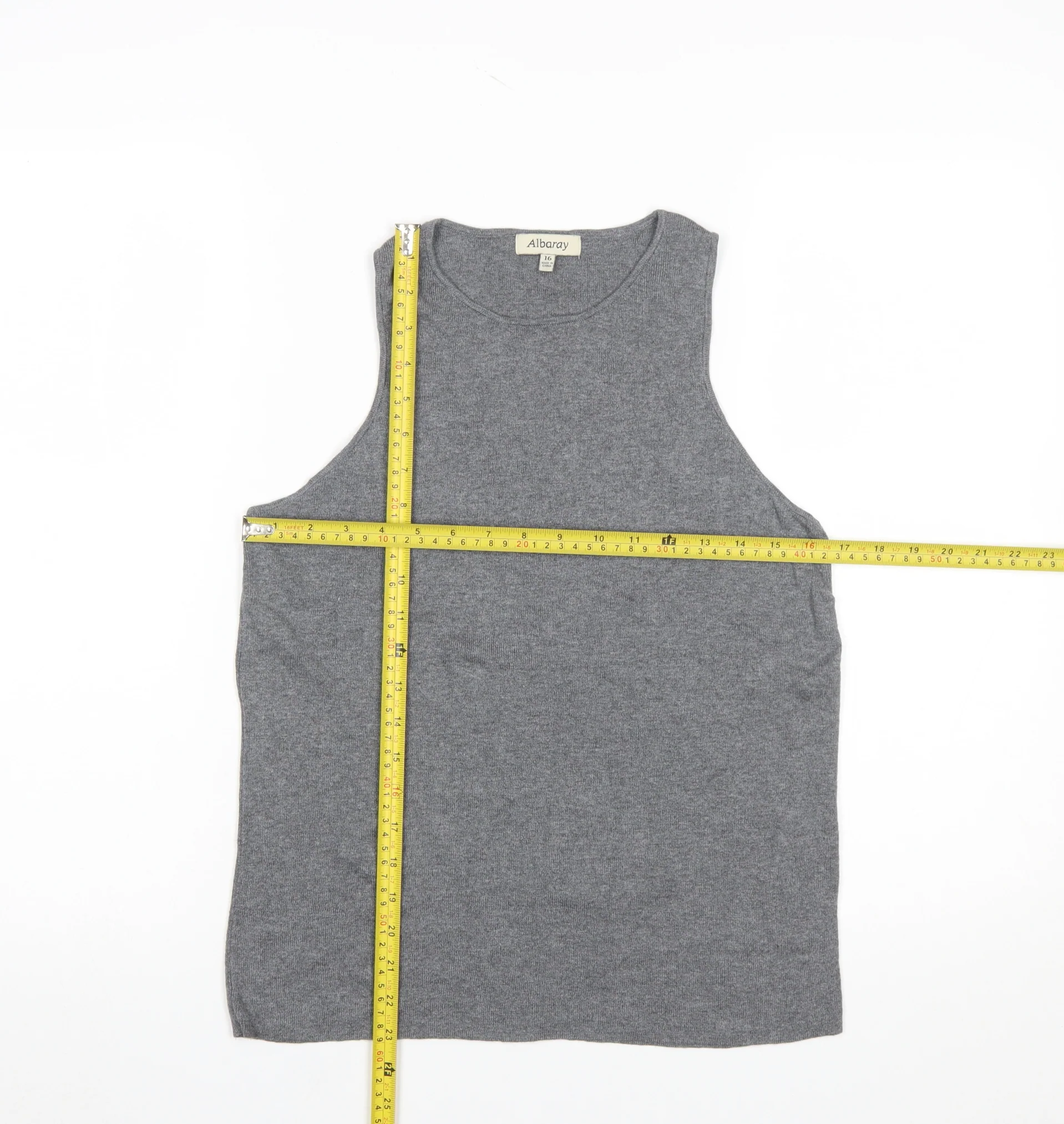 Albaray Women's Grey Knit Sleeveless Tank Top Size 16 - Image 2