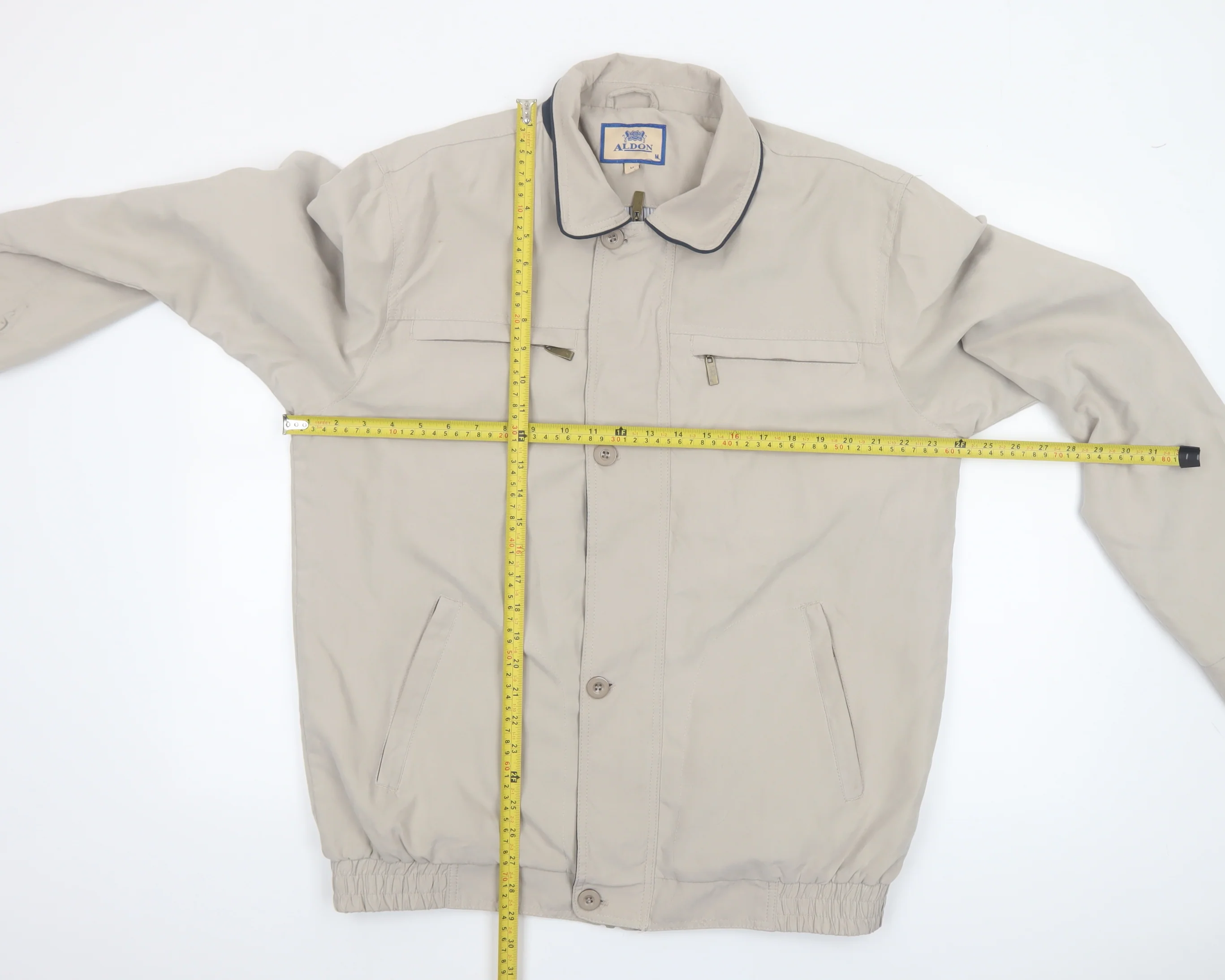 Aldon Men's Beige Classic Bomber Jacket Size M Polyester - Image 2