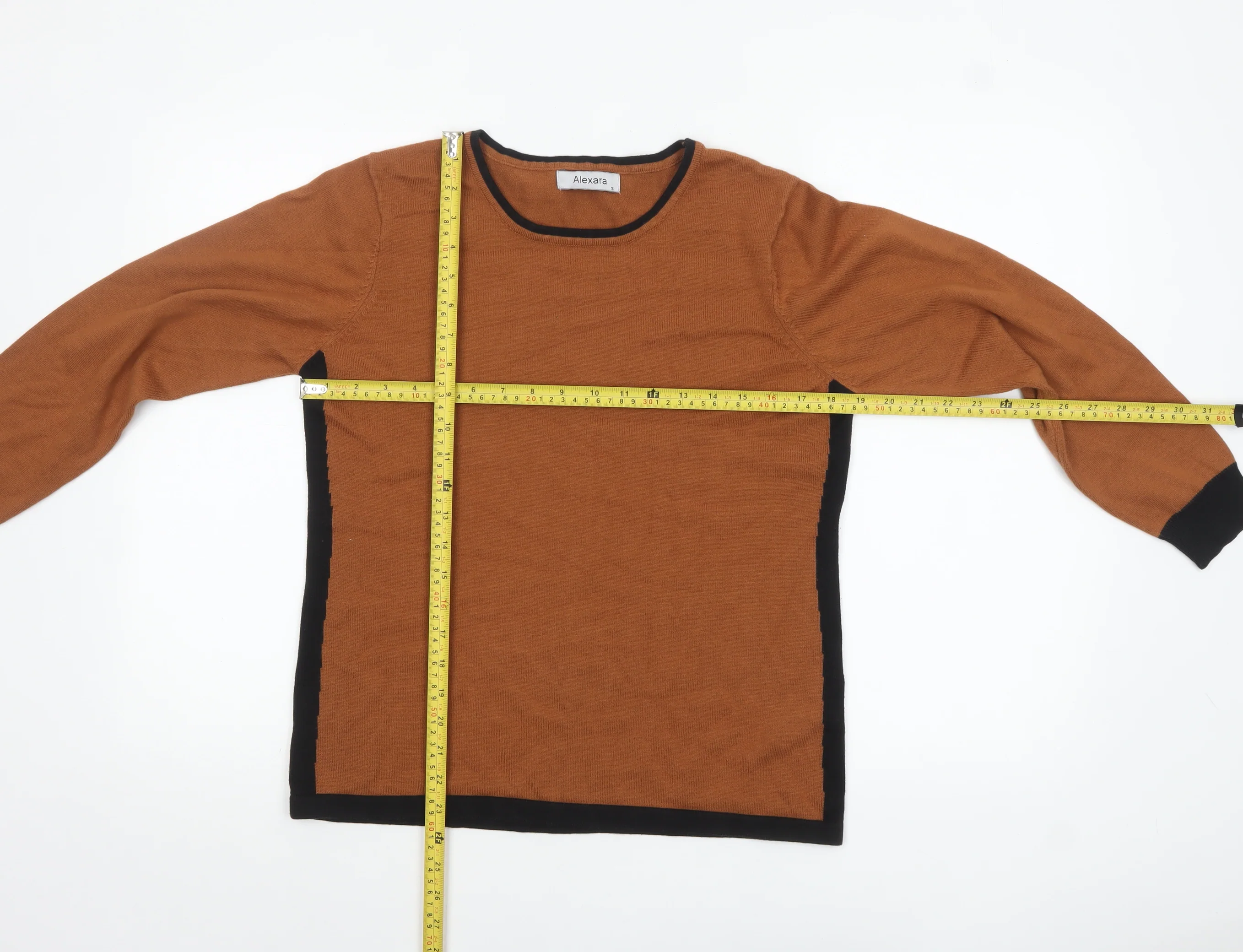 Alexara Women Brown Knit Long Sleeve Crew Neck Pullover Jumper S - Image 2