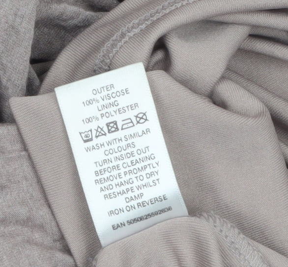Alexon Women’s Beige V-Neck Long Sleeve Knee Length Wrap Dress Size 14 - Image 4