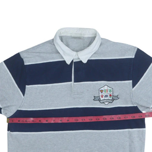 All Nations Mens Grey Blue Rugby Sweatshirt Small Long Sleeve - Image 3
