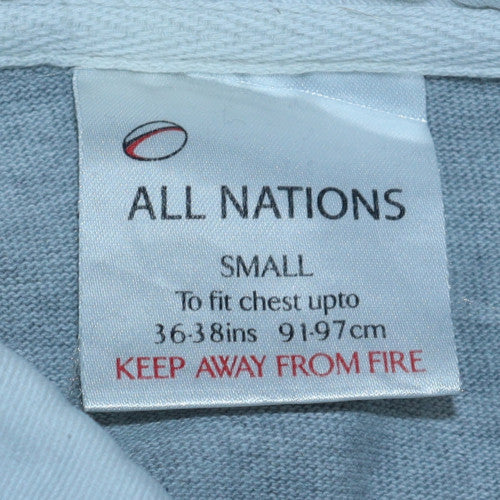All Nations Mens Grey Blue Rugby Sweatshirt Small Long Sleeve - Image 5