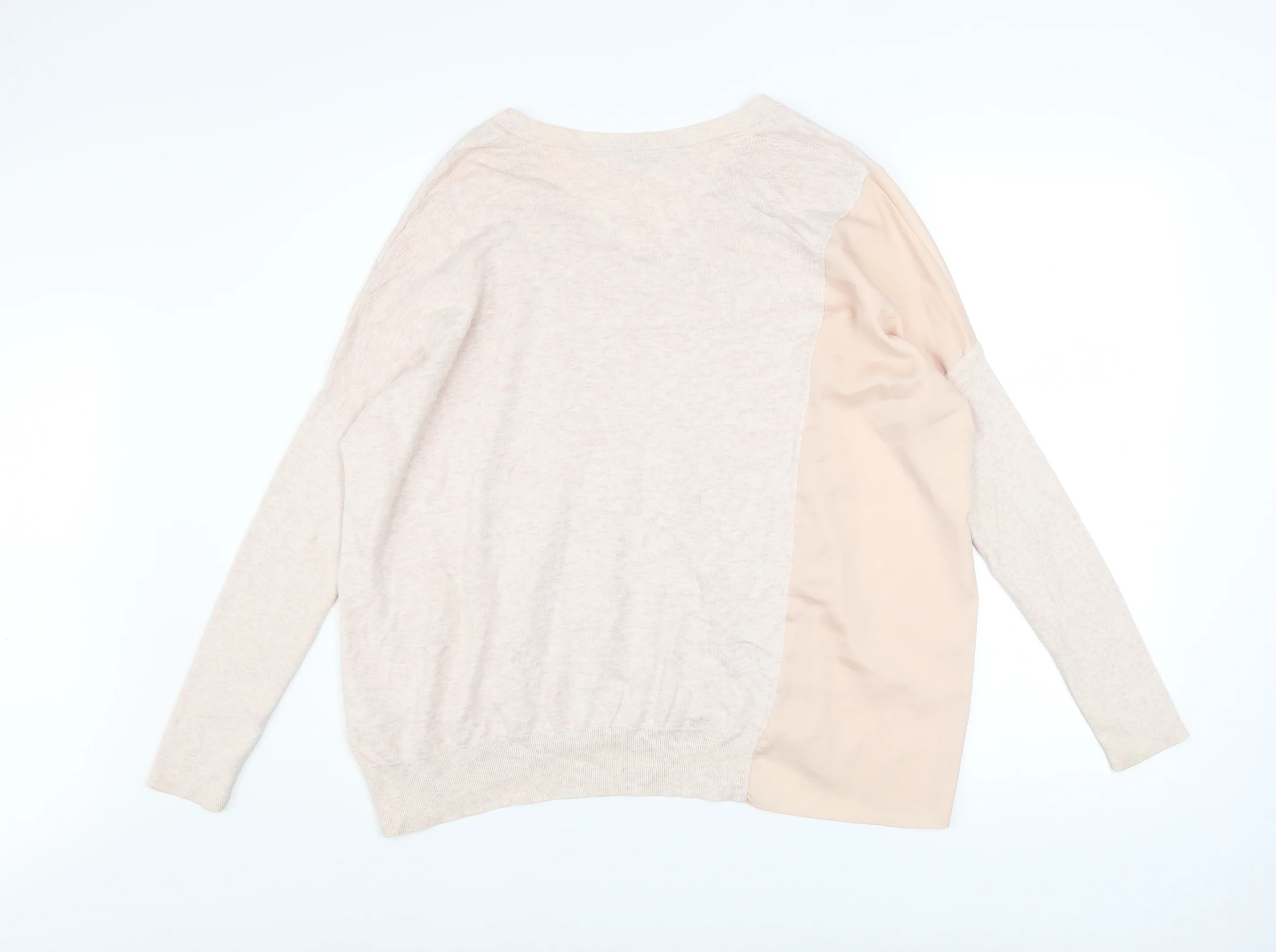 AllSaints Women's Beige V-Neck Pullover Jumper Size S Cotton Viscose Blend - Image 3