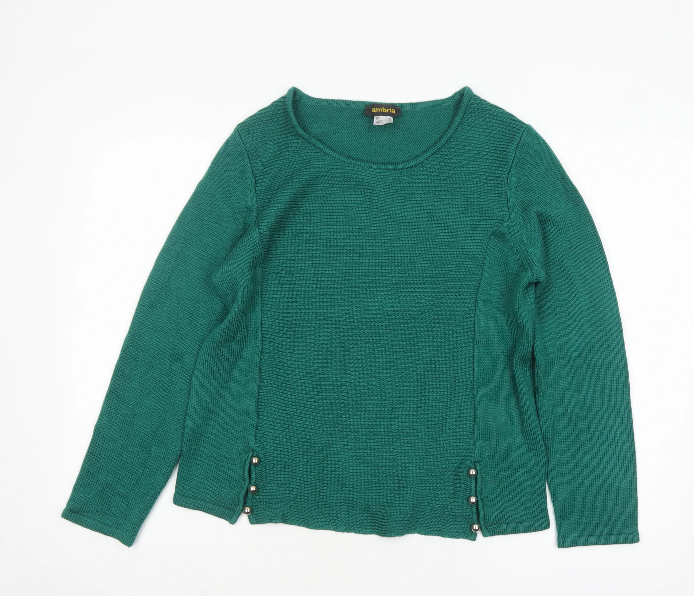 Ambria Women's Green Size 12 Pullover Jumper Knit Acrylic Long Sleeve