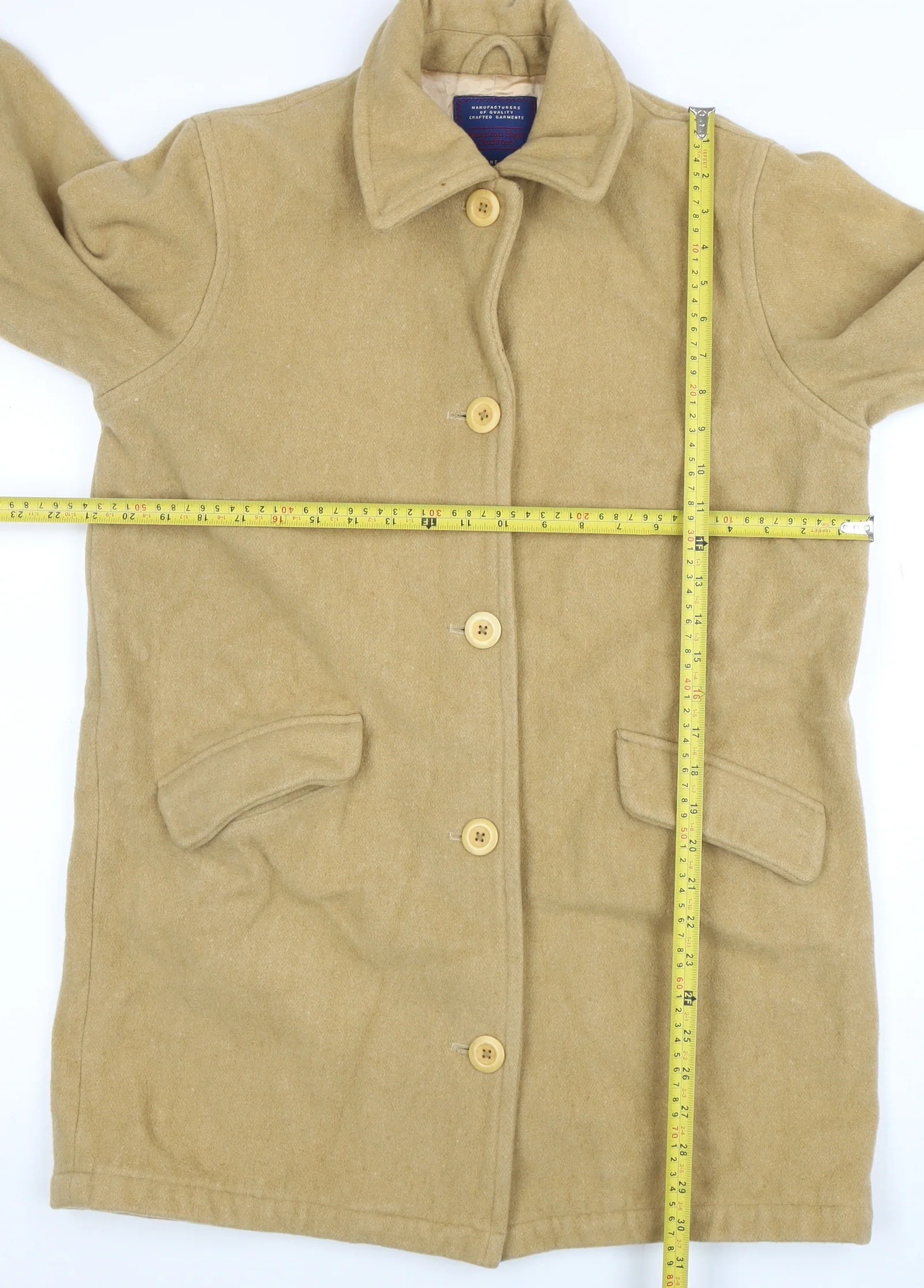 American Eagle Outfitters Women's Beige Wool Mid-Length Coat Size M - Image 2