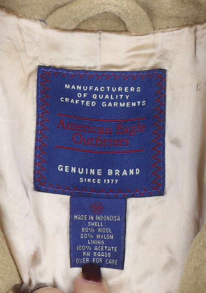American Eagle Outfitters Women's Beige Wool Mid-Length Coat Size M - Image 4
