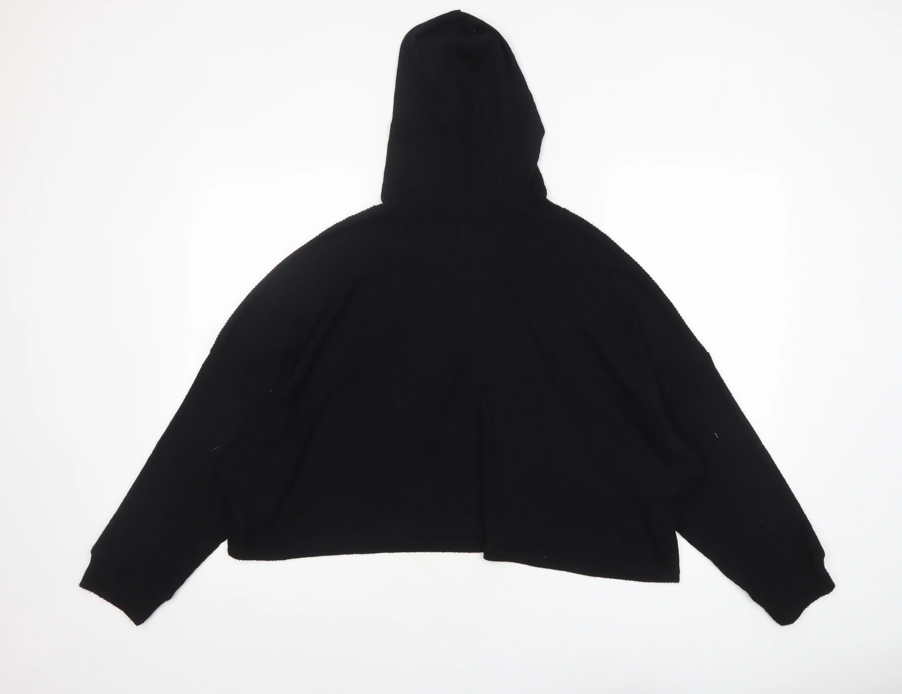American Eagle Women’s Black Cropped Hooded Long Sleeve T-Shirt L - Image 3