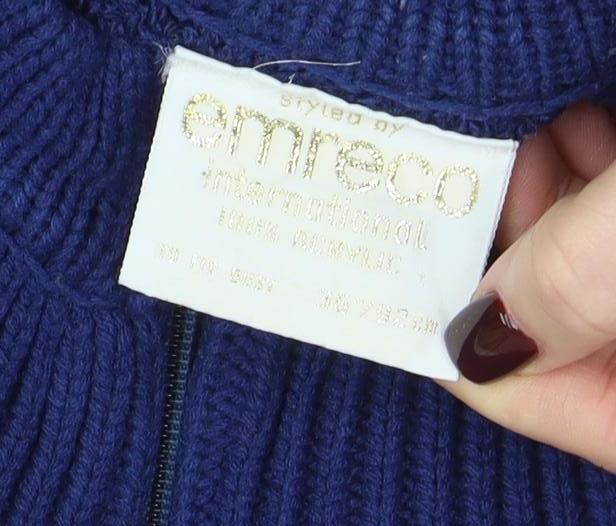 Amirco Women's Blue Wool Blend Full Zip Jumper M - Image 4
