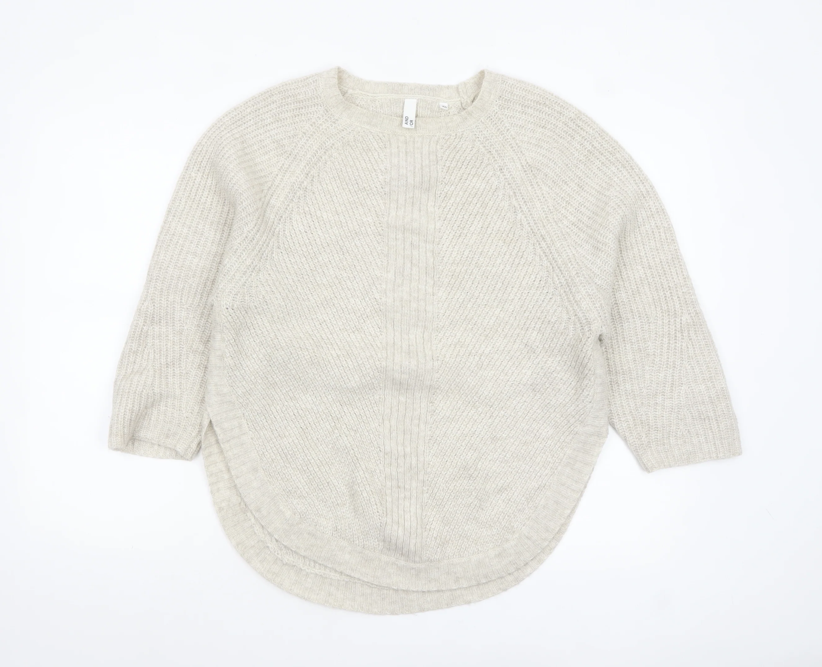 AND/OR Womens Beige Chunky-Knit Pullover Jumper XS Relaxed Fit