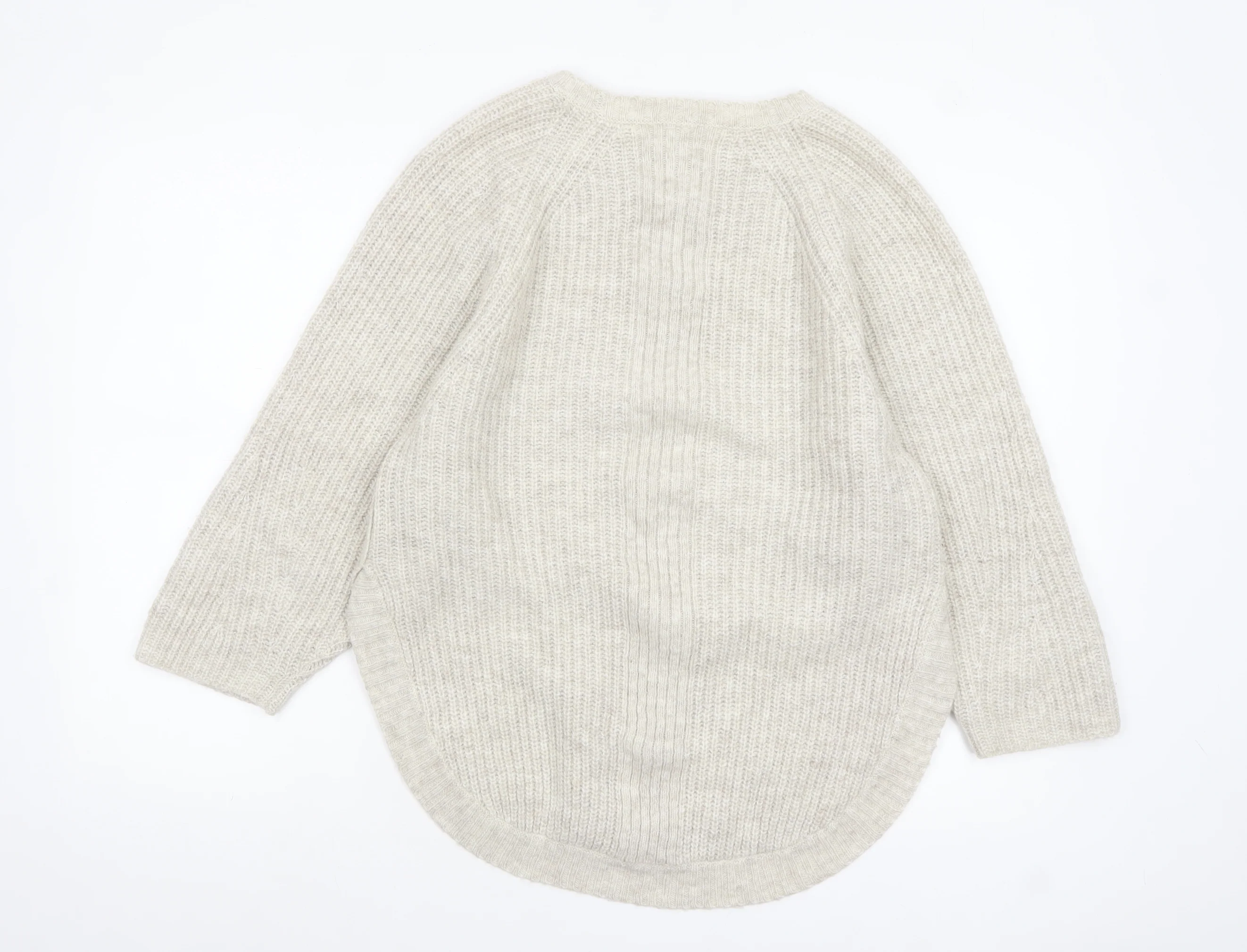 AND/OR Womens Beige Chunky-Knit Pullover Jumper XS Relaxed Fit - Image 3