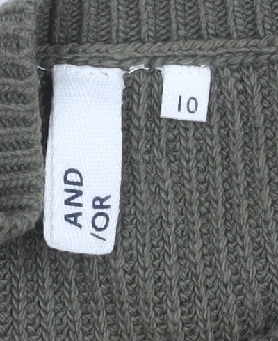 AND/OR Womens Green Puff Sleeve Ribbed Knit Jumper Size 10 - Image 4
