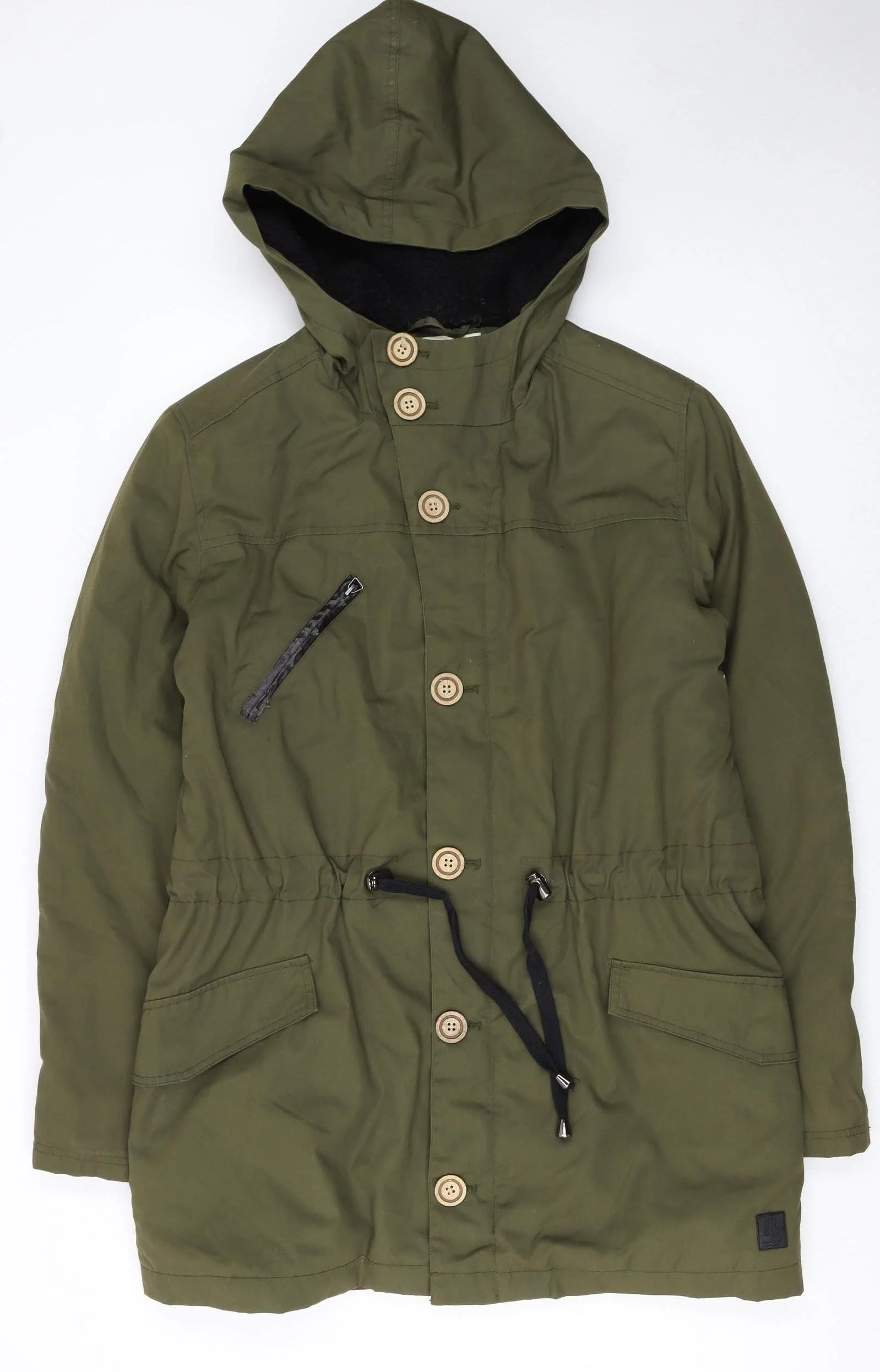 Anerkjendt Women Green Hooded Parka Jacket Size L