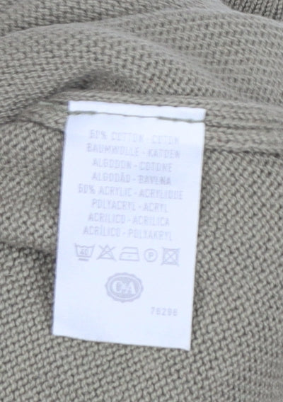 Angelo Litrico Men's Green Cotton Acrylic Crew Neck Jumper Size L - Image 5