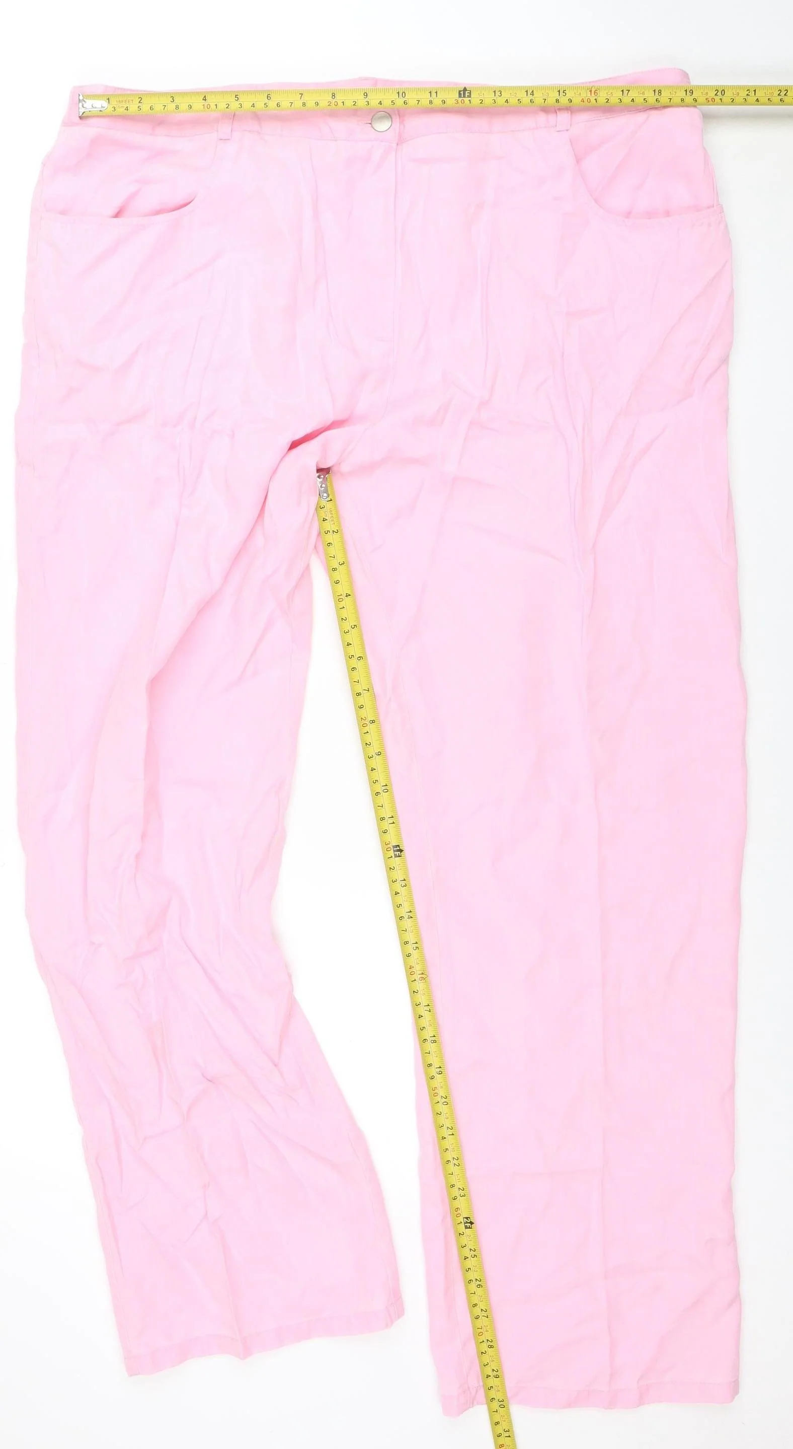 Ann Harvey Women's Pink Lyocell Straight Leg Plus Size 20 Trousers - Image 2