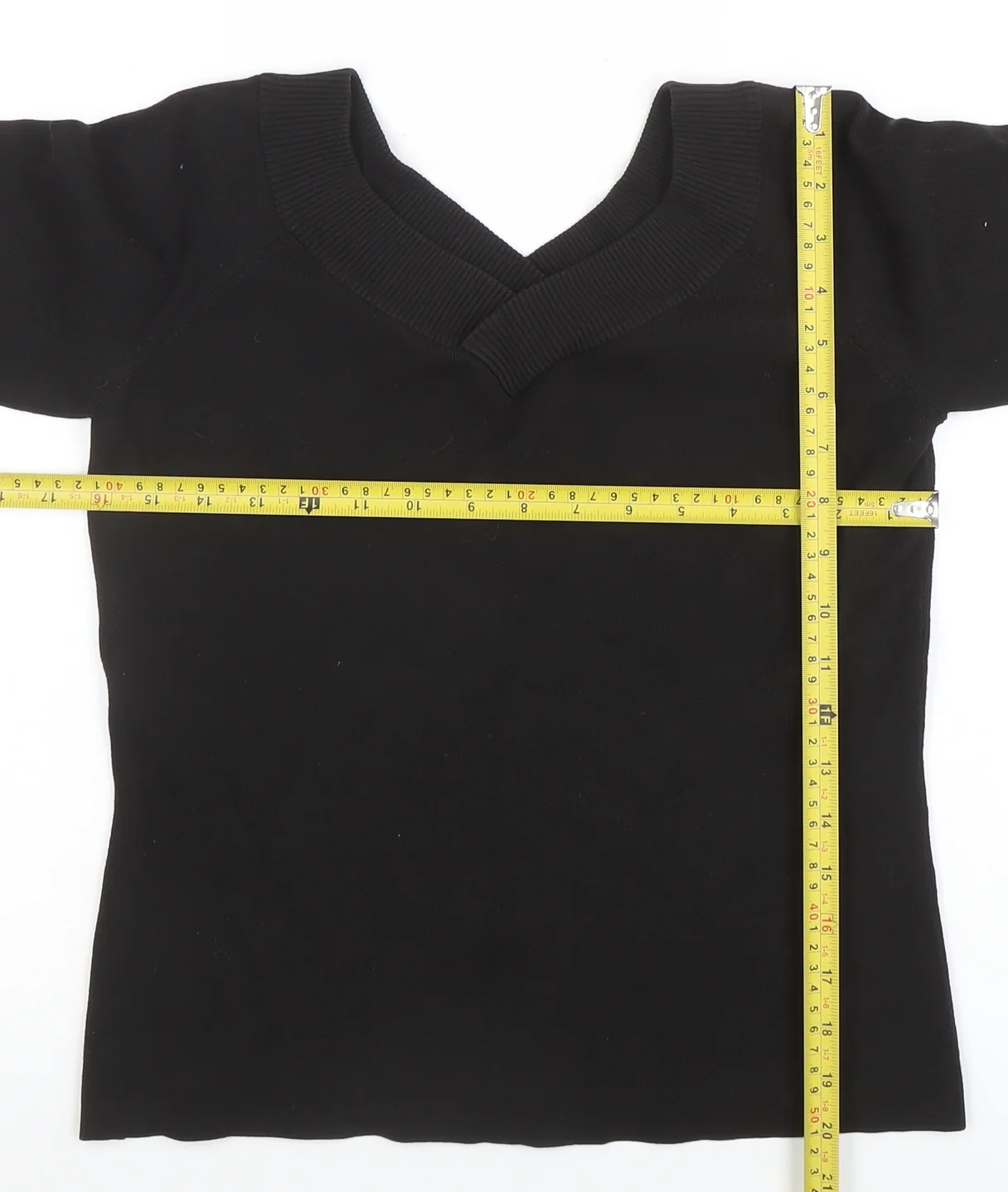 Ann Taylor LOFT Womens Black V-Neck Knit Pullover Jumper Medium - Image 2