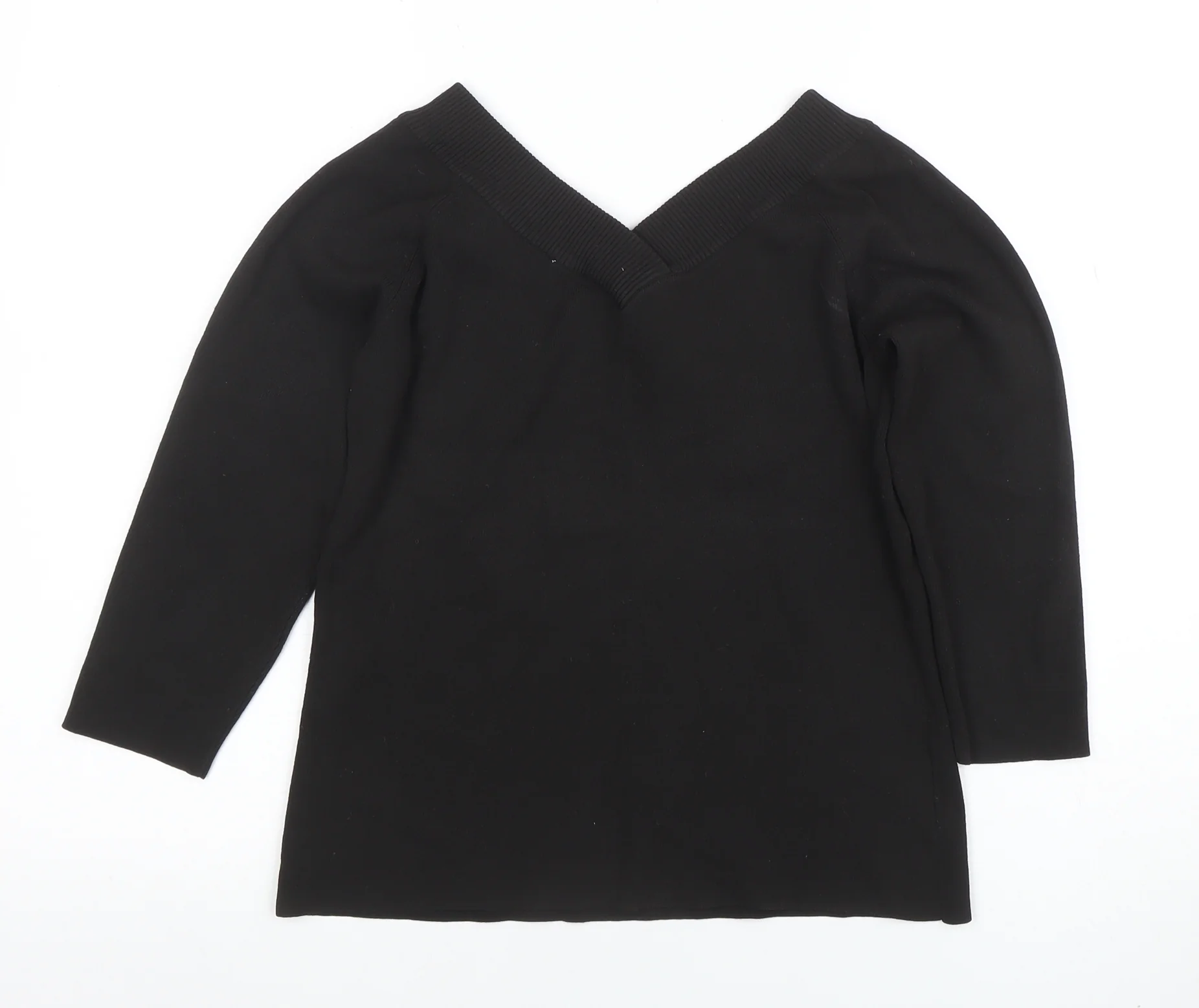 Ann Taylor LOFT Womens Black V-Neck Knit Pullover Jumper Medium - Image 3