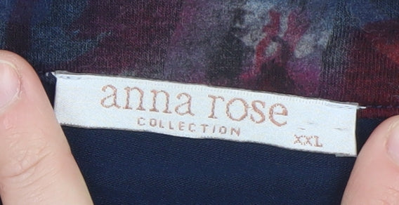 Anna Rose Womens Multicoloured Floral Zip Jersey Top 2XL - Image 4