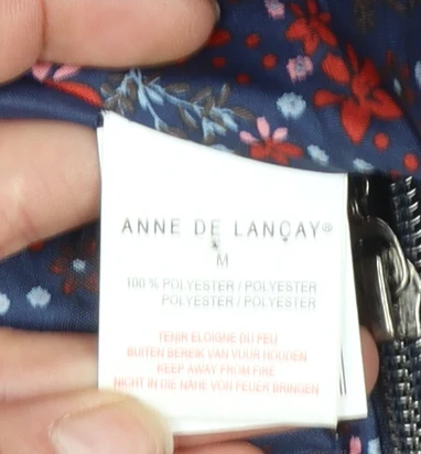 Anne De Lançay Womens Blue Floral Puffer Jacket M Full Zip Quilted - Image 4