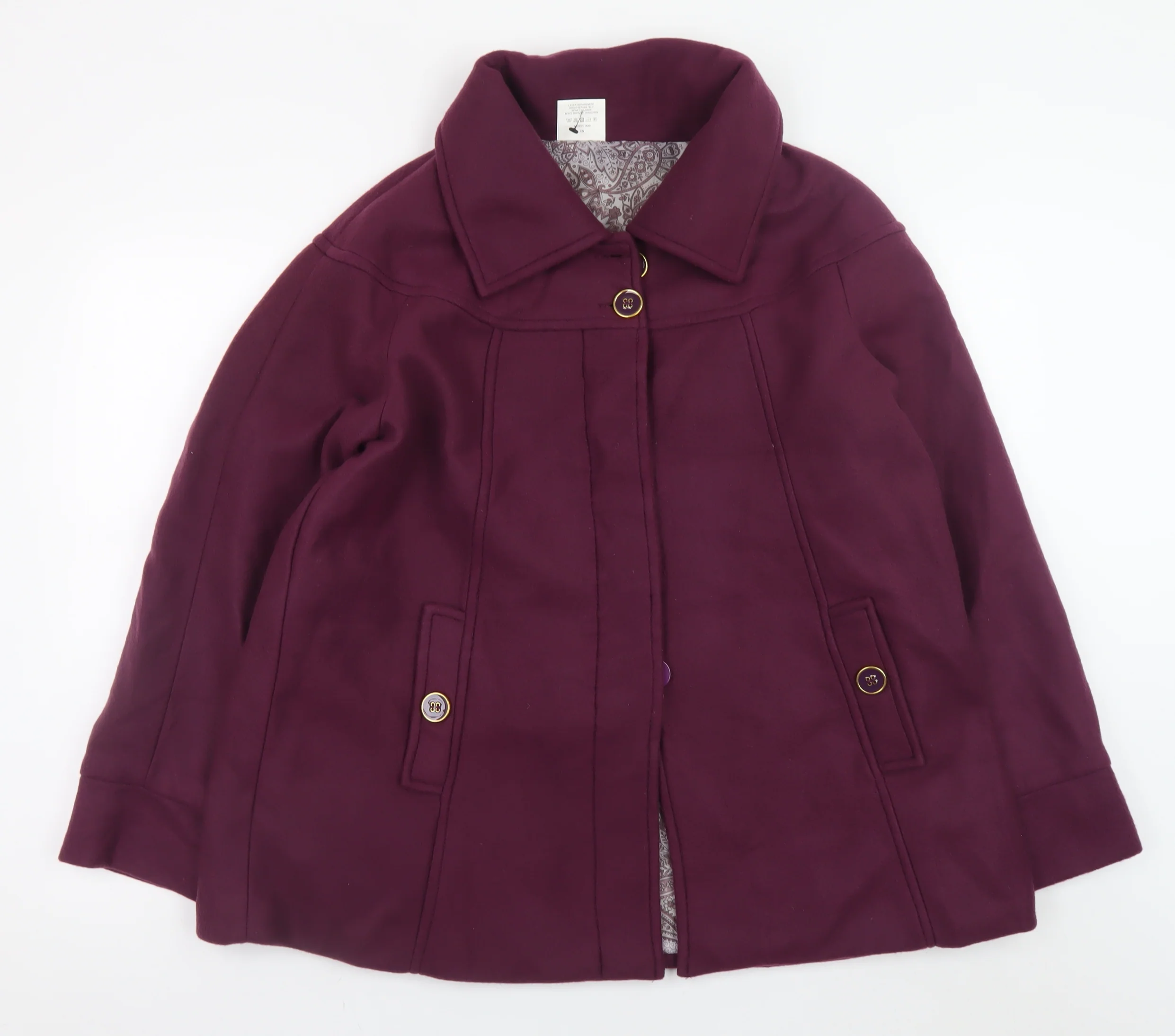 Anne De Lançay Women's Purple Mid-Length Coat UK 14 Classic Style