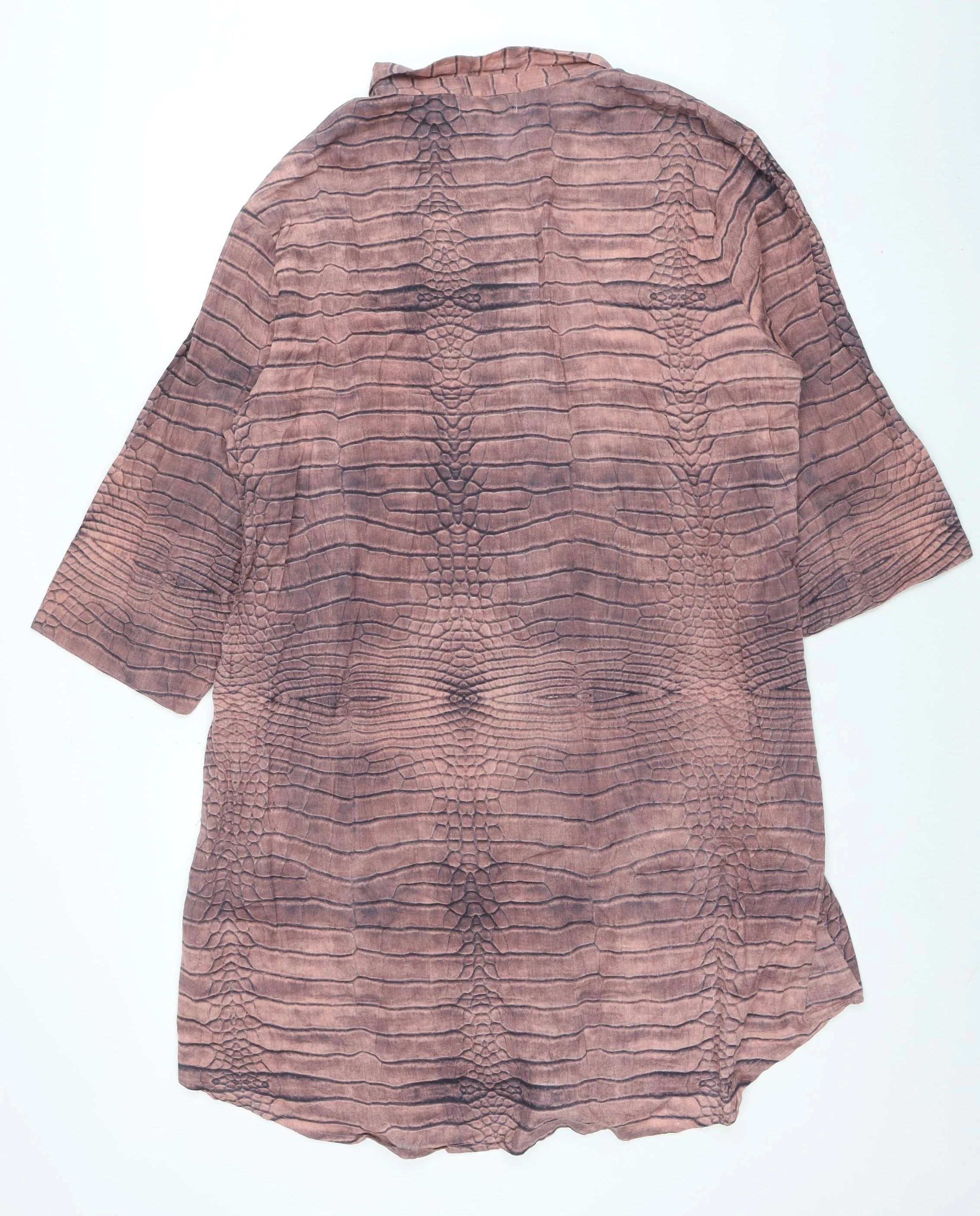Antica Sartoria Women Brown Cotton Embroidered Shift Dress Size 4 - Image 3