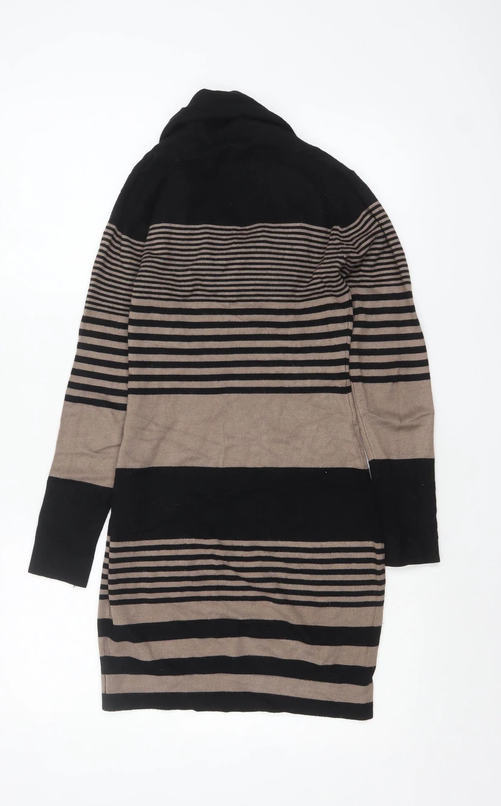 Apricot Women Beige Black Striped Cowl Neck Long Sleeve Knit Jumper Size 10 - Image 3