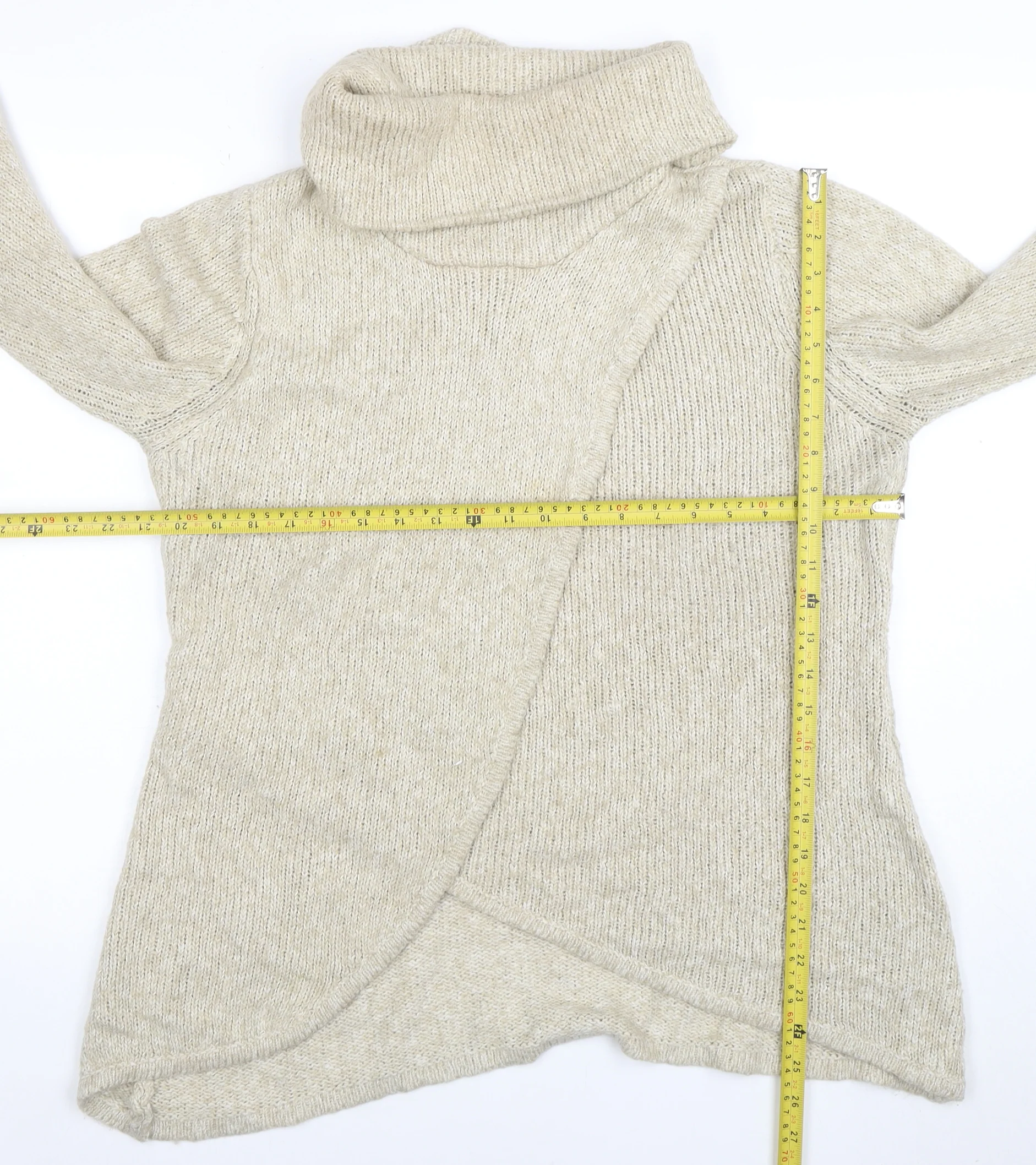 Apricot Women Beige Roll Neck Long Sleeve Knit Jumper Size 14 - Image 2