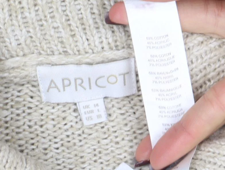 Apricot Women Beige Roll Neck Long Sleeve Knit Jumper Size 14 - Image 4