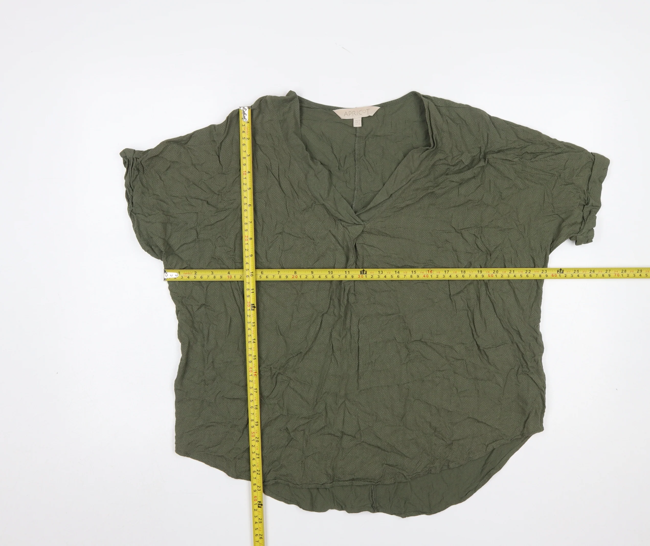 Apricot Women Green Size 14 Viscose Tunic Blouse Short Sleeve - Image 2