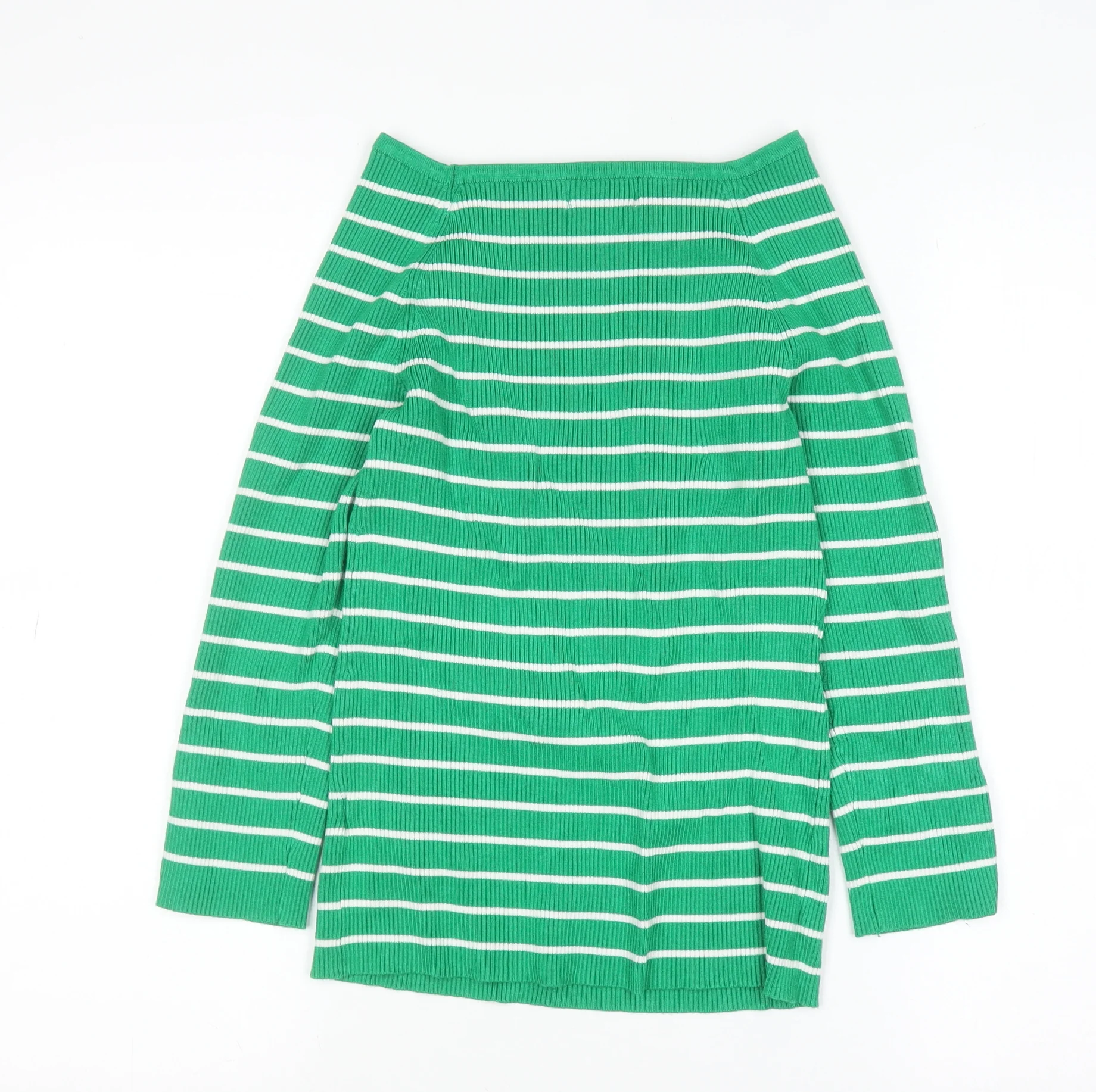 Apricot Women Green Striped Boat Neck Long Sleeve Pullover Jumper Size 12 - Image 3